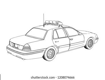 Police Car Sketch Vector Stock Vector (Royalty Free) 1208074684 ...