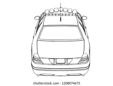 police car sketch vector