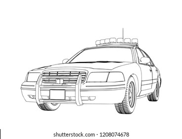 Police Car Sketch Vector Stock Vector (Royalty Free) 1208074678 ...