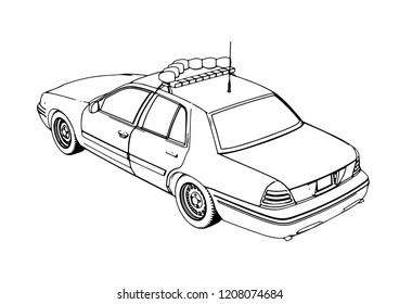 police car sketch vector