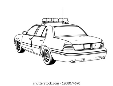 Police Car Sketch Vector Stock Vector (Royalty Free) 1208074690 ...