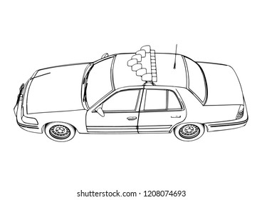 police car sketch vector