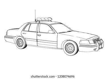 Police Car Sketch Vector 스톡 벡터(로열티 프리) 1208074696 | Shutterstock