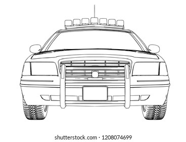 Police Car Sketch Vector Stock Vector (Royalty Free) 1208074699