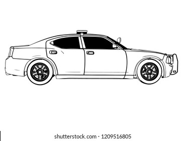 police car sketch vector