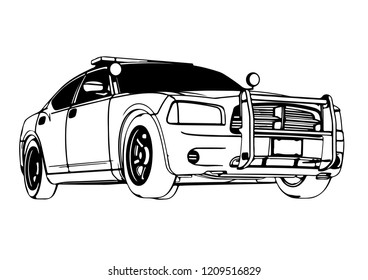 police car sketch vector