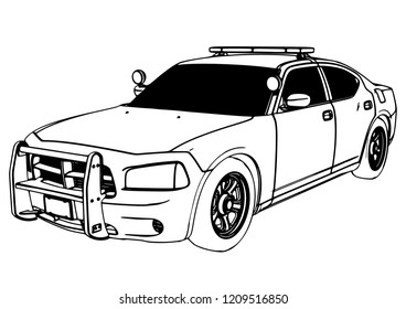 police car sketch vector