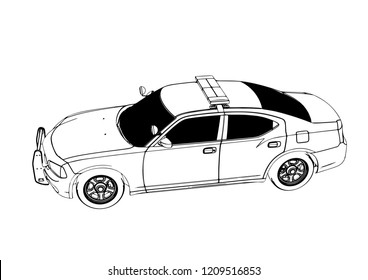 police car sketch vector