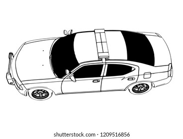 police car sketch vector