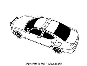 police car sketch vector