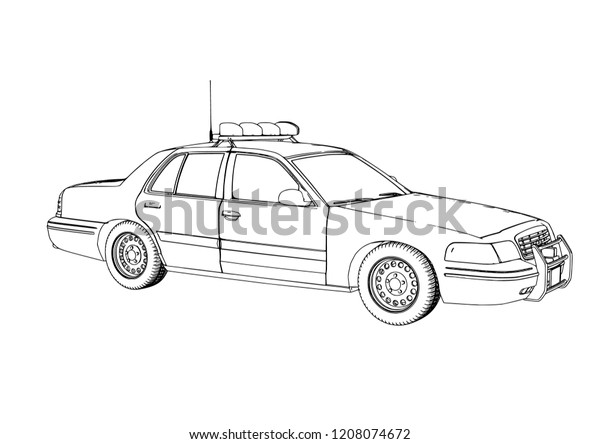 Police Car Sketch Vector Stock Vector (Royalty Free) 1208074672 ...
