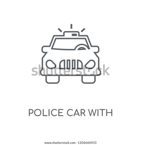 Police car with steering wheel linear icon. Police\
car with steering wheel concept stroke symbol design. Thin graphic\
elements vector illustration, outline pattern on a white\
background, eps 10.