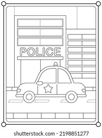 Police car suitable for children's coloring page vector illustration