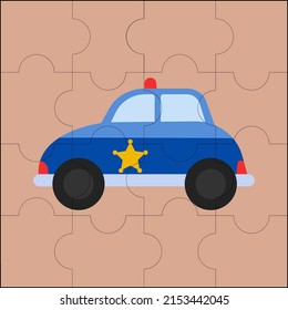 Police car suitable for children's puzzle vector illustration