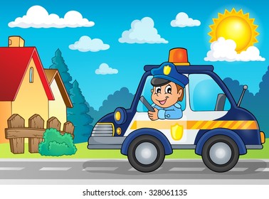 Police car theme image 3 - eps10 vector illustration.