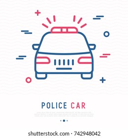 Police car thin line icon. Modern vector illustration.