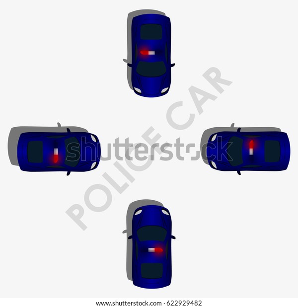 Police car top view\
vector illustration.