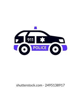 Police car transport flat icon, side view