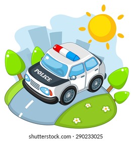 Police car traveling on the road