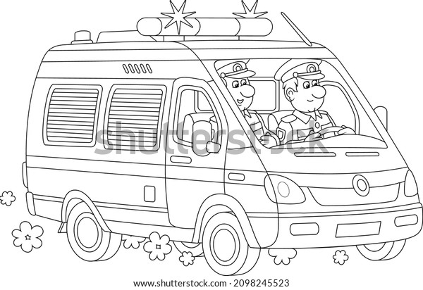 Police Car Two Onduty Officer Policemen Stock Vector (Royalty Free ...