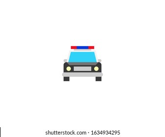 Police car vector flat icon. Isolated oncoming police car emoji illustration 