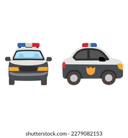 Police Car vector flat icon design. İsolated police car, with emergency light on the top sign design. svg