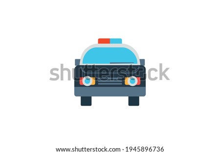 Police car vector flat icon. Isolated oncoming police car emoji illustration