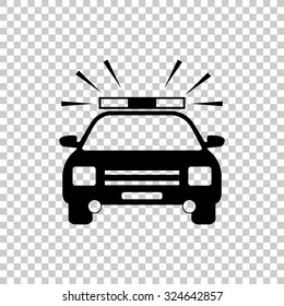 police car vector icon - black illustration