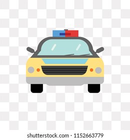 Police car vector icon isolated on transparent background, Police car logo concept