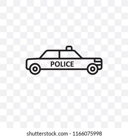 Police car vector icon isolated on transparent background, Police car logo concept