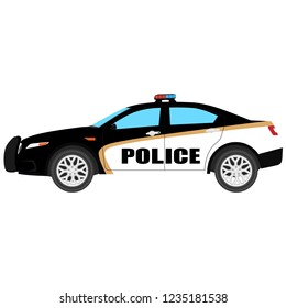 Police car vector icon isolated, security, patrol cop