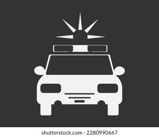 police car vector icon isolated on black