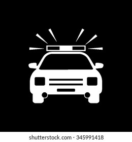 police car vector icon isolated on black