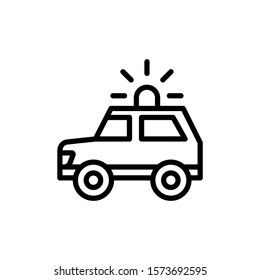 Police car vector icon in outline style on white background, Police Patrol Vehicle simple solid icon, Symbol, logo illustration, Pixel perfect vector graphics