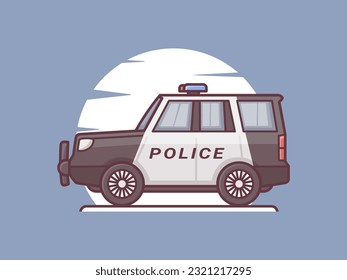 police car vector illustration with outline style. icon, stickers.