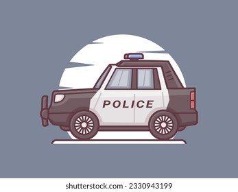 police car vector illustration with outline style. icon, stickers.