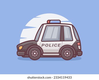 police car vector illustration with outline style. icon, stickers.