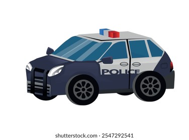 Police car vector illustration. Patrol official vehicle, suv car isolated on white background.