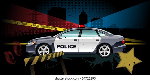 police car - vector illustration. Simple gradients only - no gradient mesh.