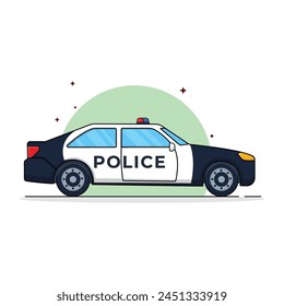 Police Car Vector Illustration. Vehicle Transport Concept Design