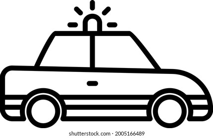 Diseño de iconos de la línea de vectores de coches de policía
