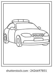 Vector de coche de policía en diseño lineal