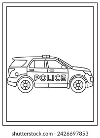 Police car vector in linear design