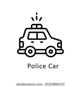 Ilustración de estilo de icono de contorno de Vector de coche de policía. Símbolo sobre fondo blanco EPS 10 Archivo