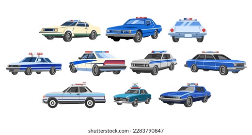 Police Car vector set collection graphic clipart design
