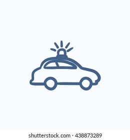 Police car vector sketch icon isolated on background. Hand drawn Police car icon. Police car sketch icon for infographic, website or app.