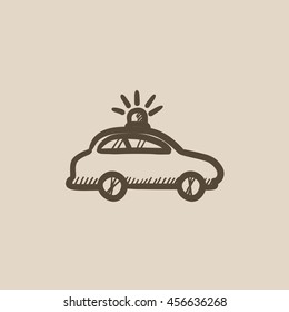 Polizeiauto, Vektorgrafik Symbol einzeln auf Hintergrund. Handgezeichnete Polizeiautosymbol. Polizei-Auto-Skizze Symbol für Infografik, Website oder App.