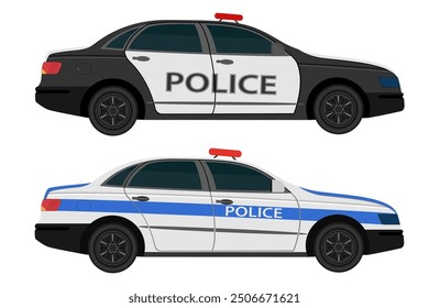 police car vehicle flat style vector illustration isolated on white background