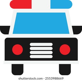 Police Car Vehicle Icon Vector Flat Illustration