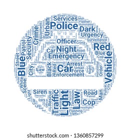 police car word cloud. tag cloud about police car.